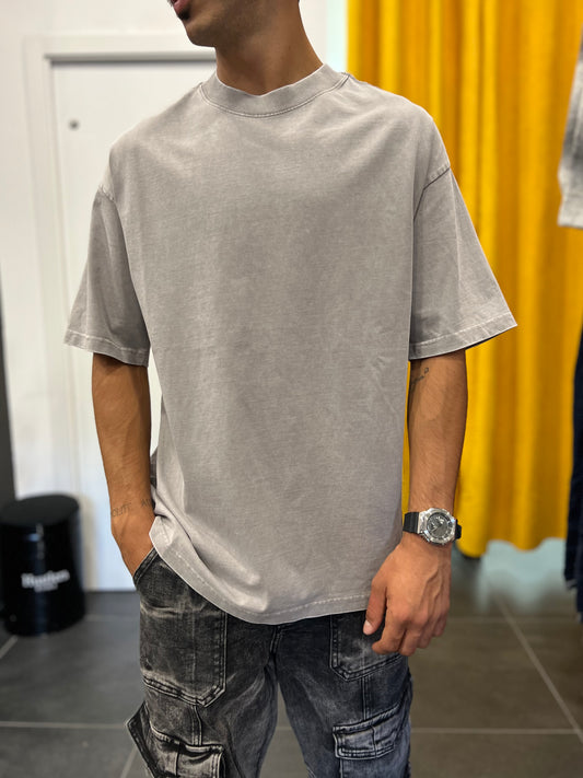 T-SHIRT Effetto STONE WASHED Grigio Chiaro